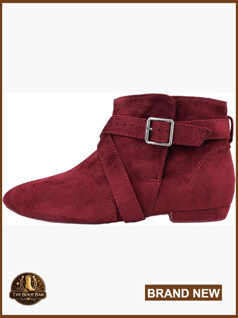 Women's Ankle Booties Dual Closure Suede Sole Dance Shoes